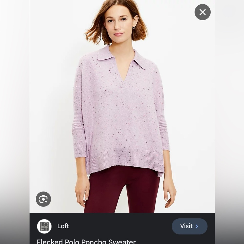 NWT Large LOFT Poncho cut pullover.  Lovely detail and perfectly sized collar.
